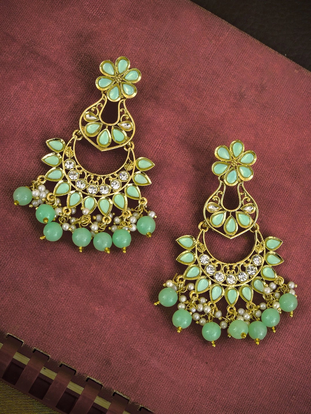 

Crunchy Fashion Gold Plated Crescent Shaped Chandbalis Earrings