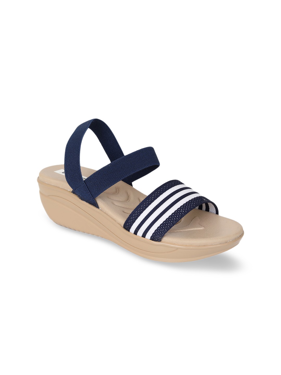 

Zyla Blue & White Striped Wedge Sandals