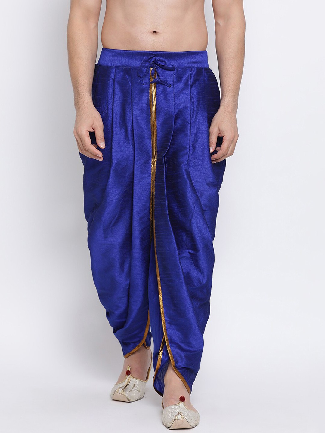 

NAMASKAR Men Blue Solid Jacquard Dhoti