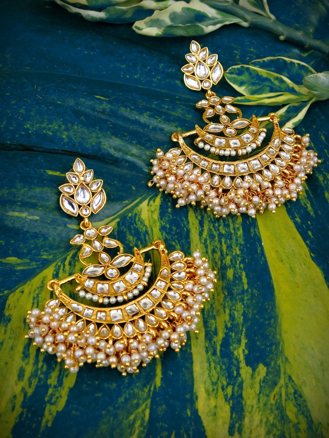 

Crunchy Fashion Gold-Plated Classic Chandbalis Earrings