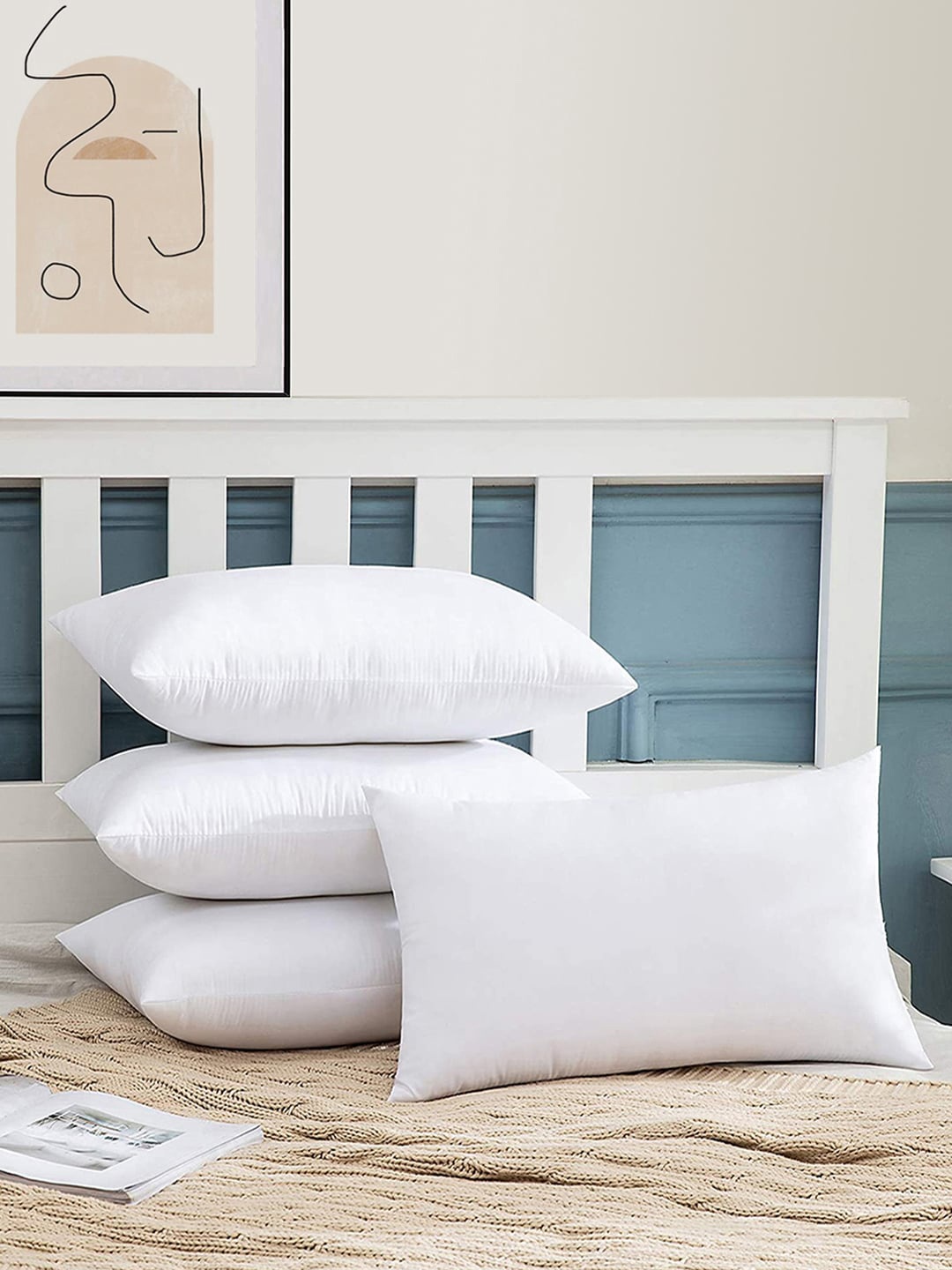 

Story@home Set Of 4 White Solid Cotton Pillows