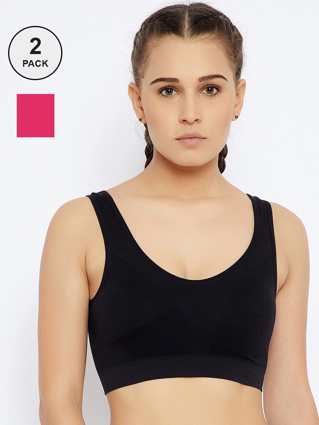 

C9 AIRWEAR Pack Of 2 Workout Bra Full Coverage Lightly Padded P2134, Black
