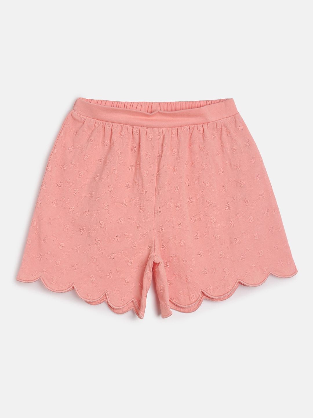 

MINI KLUB Girls Peach Mid-Rise Regular Shorts