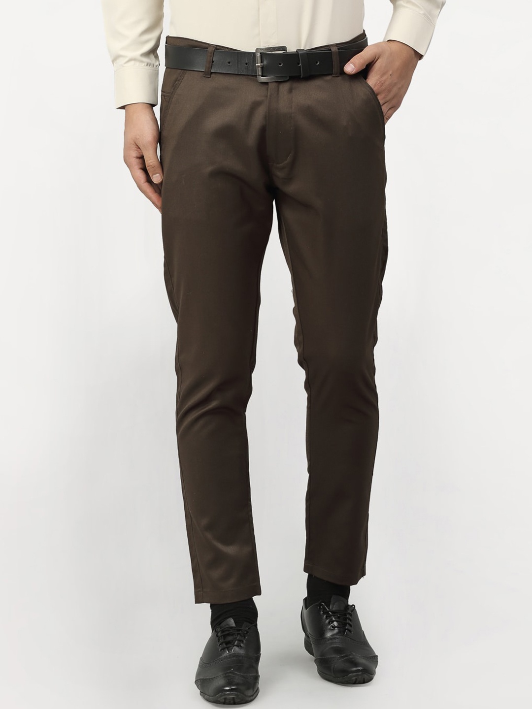 

JAINISH Men Coffee Brown Tapered Fit Chinos Trousers