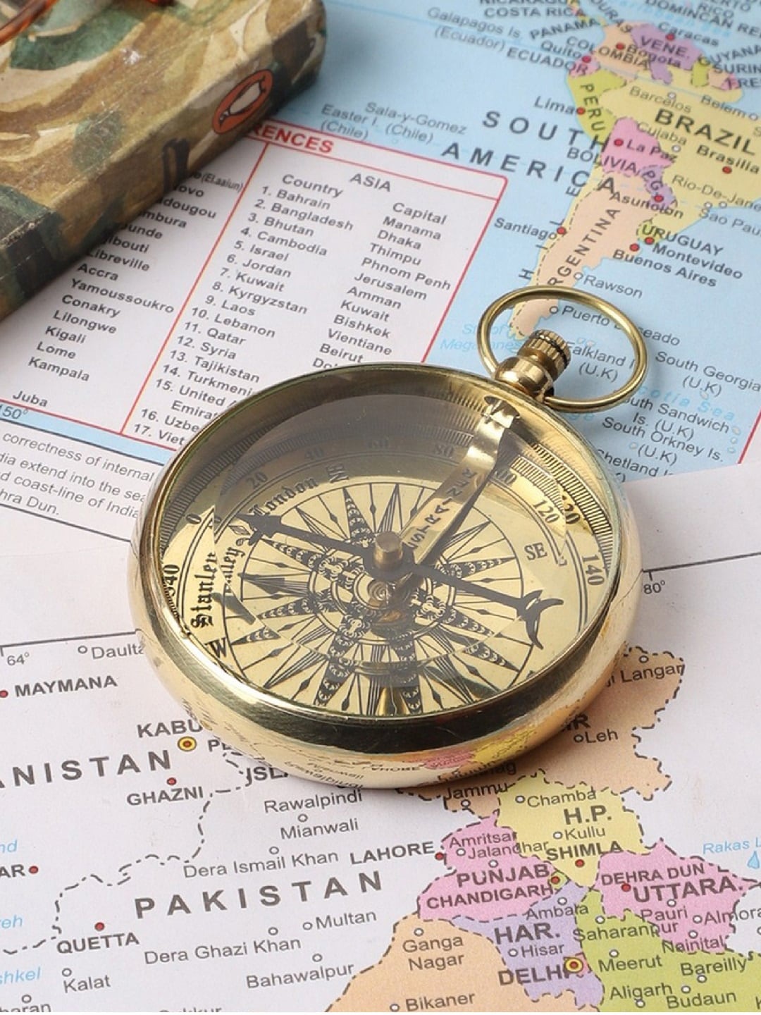 

EXIM DECOR Gold-Toned Restrainer Compass Showpiece