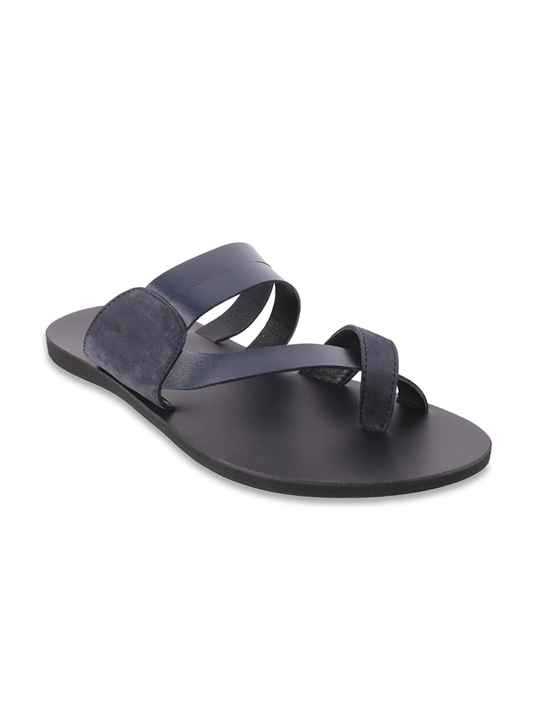 

Mochi Men Blue & Black Leather Comfort Sandals