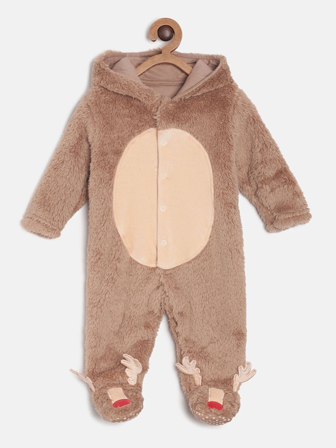

MINI KLUB Unisex Infant Boys Brown Solid Sleep Suit