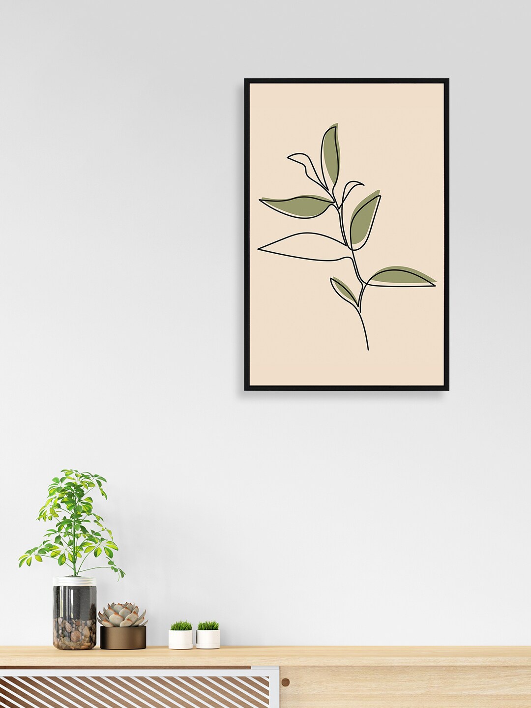 

nest ART Beige & Green Beautifully Printed Leaf Framed Wall Art