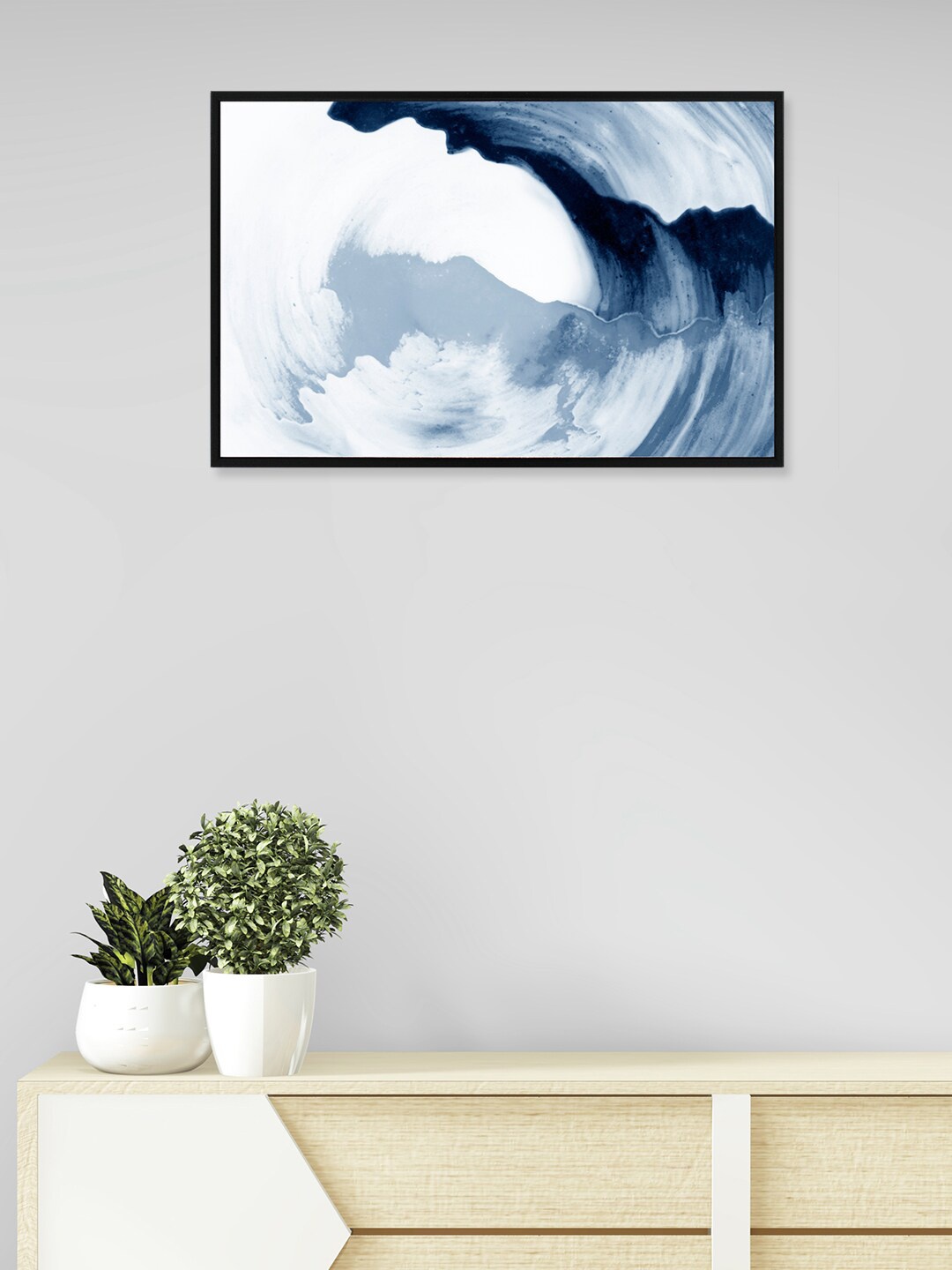 

nest ART White & Navy Blue Abstract Painted Framed Wall Art