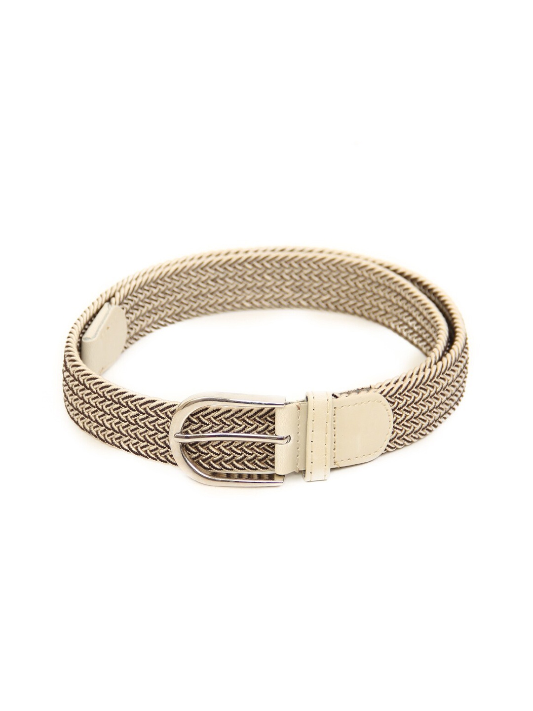 

Calvadoss Men Beige Braided Stretchable Belt