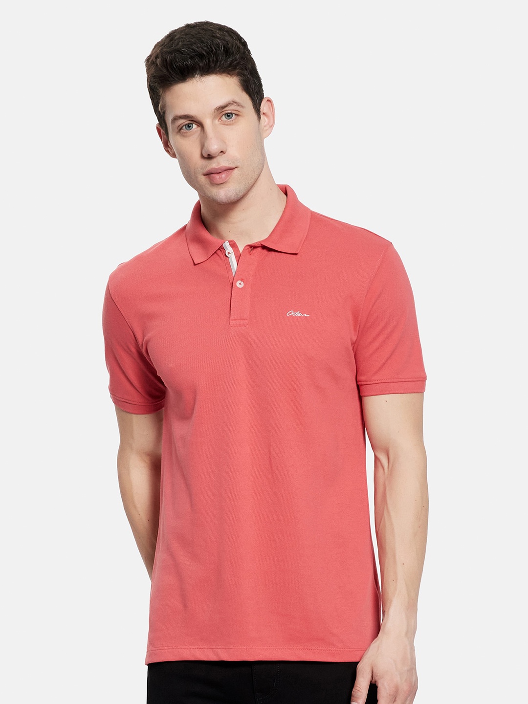 

Octave Men Coral Polo Collar T-shirt