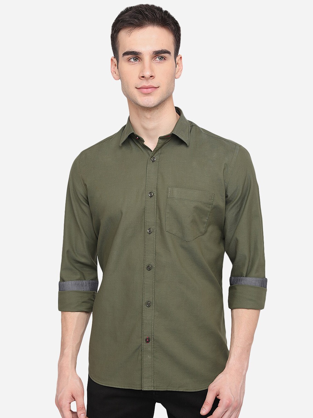 

JADE BLUE Men Green Slim Fit Solid Casual Shirt