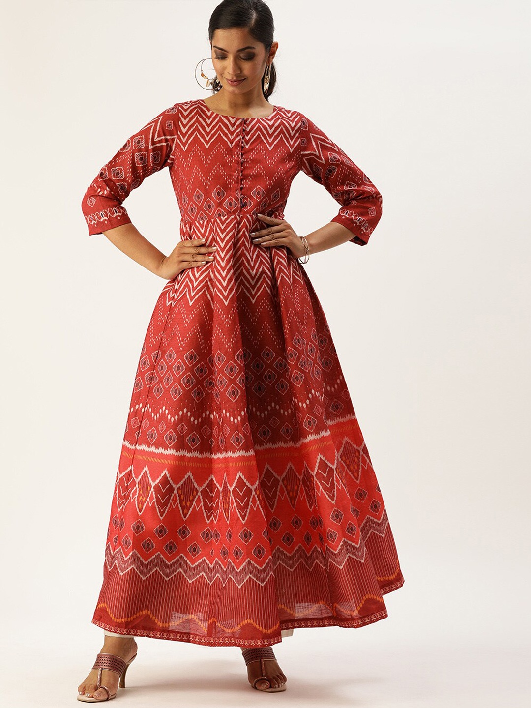 

Varanga Women Maroon Ethnic Motifs Printed Anarkali Kurta