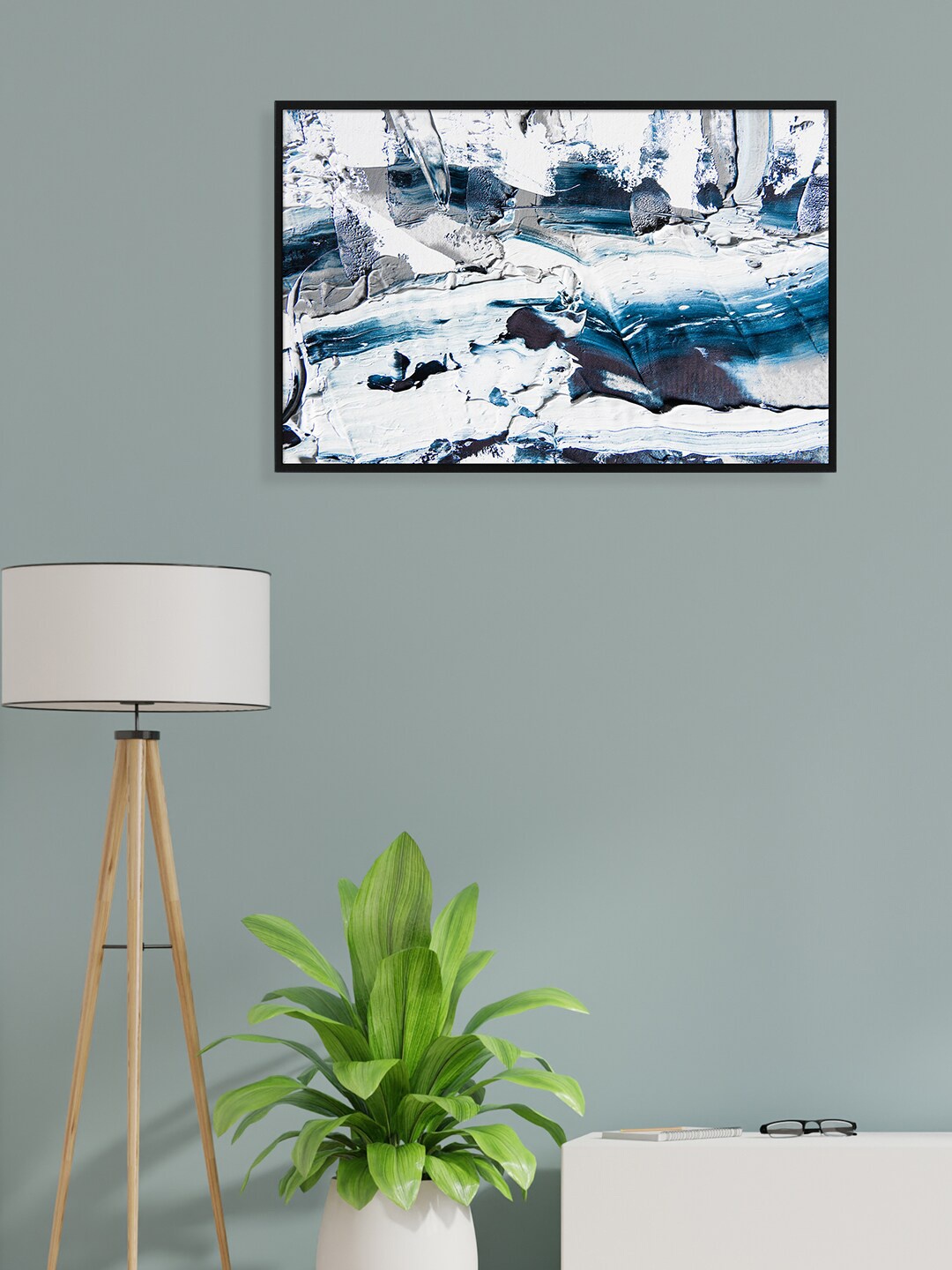 

nest ART White & Blue Abstract Wall Painting