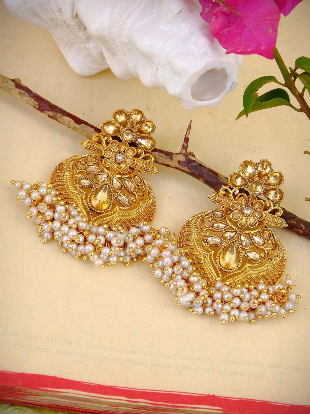 Crunchy Fashion Gold-Plated Classic Drop Earrings