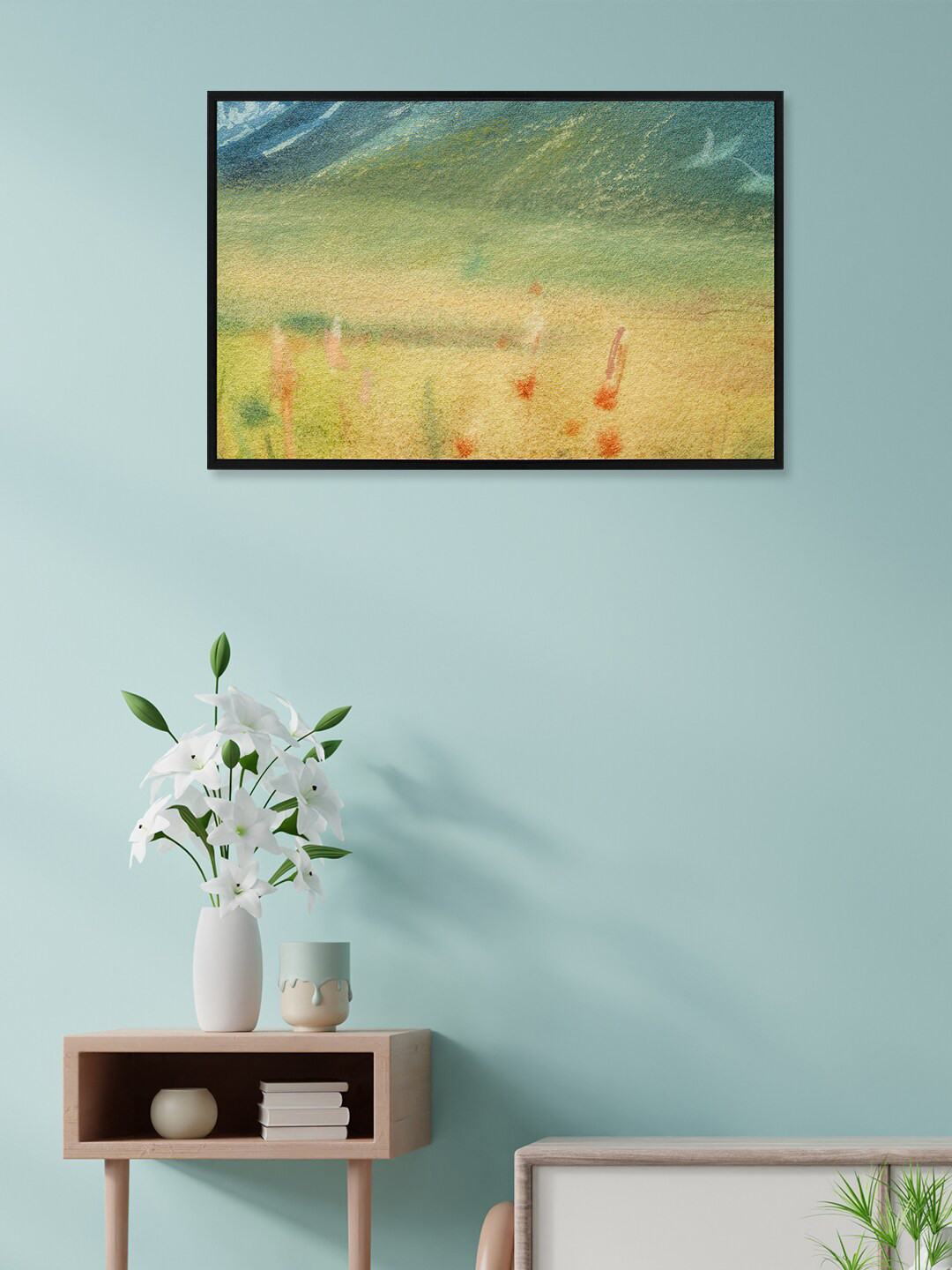 

nest ART Green & Blue Abstract Painting Framed Wall Art