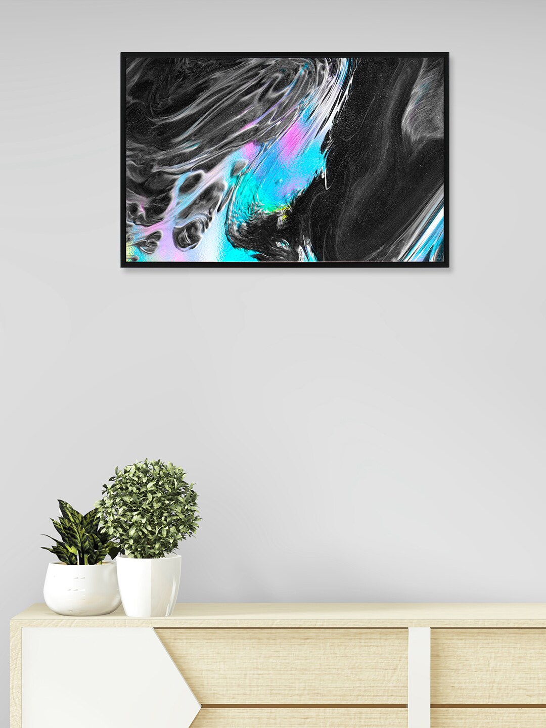 nest ART Black & Blue Abstract Painting Framed Wall Art
