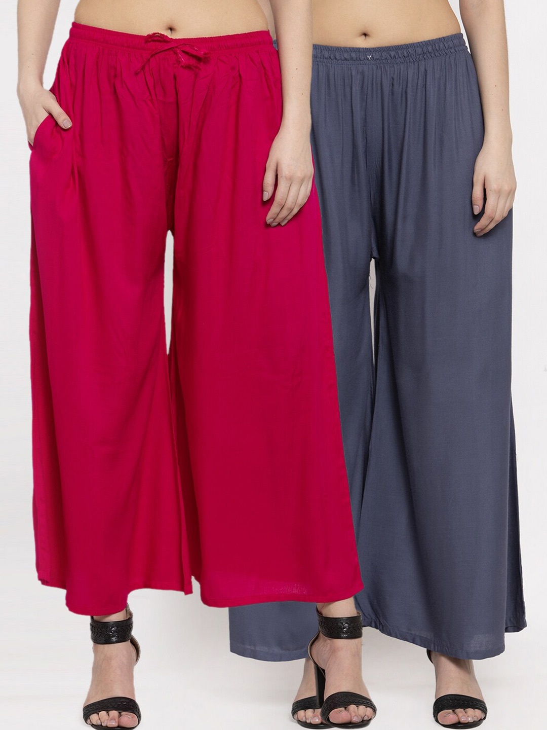 

Miaz Lifestyle Women Pink & Grey Pack Of 2 Palazzos
