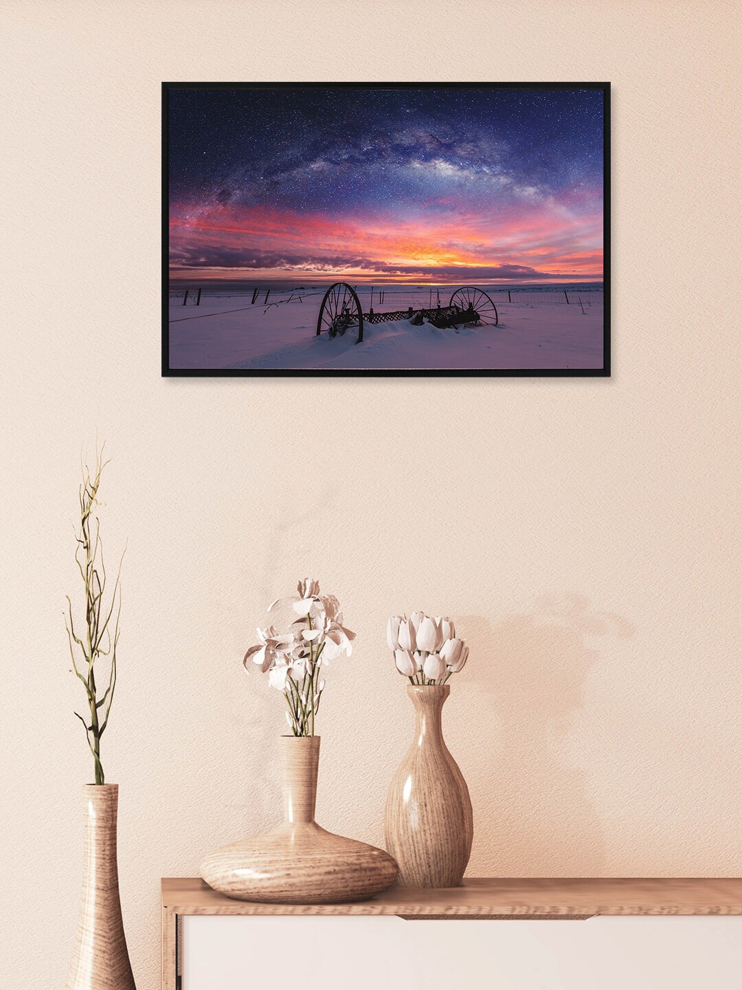 

nest ART Blue & Pink Sunset Abstract Painted Framed Wall Art