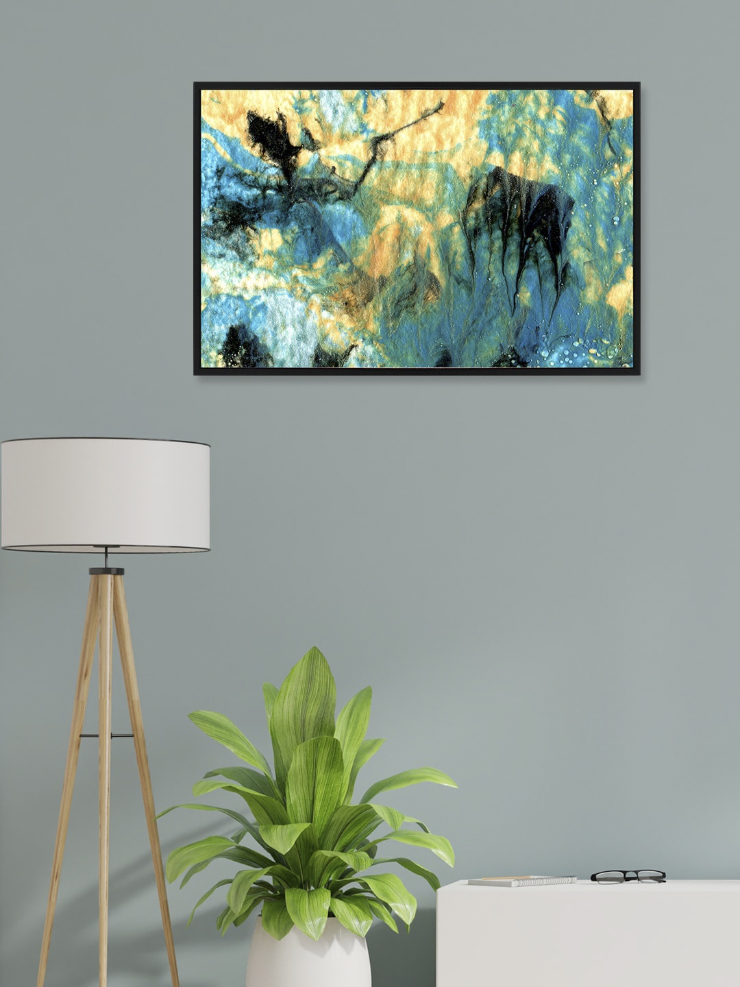 

nest ART Black & Blue Abstract Painting Wall Art