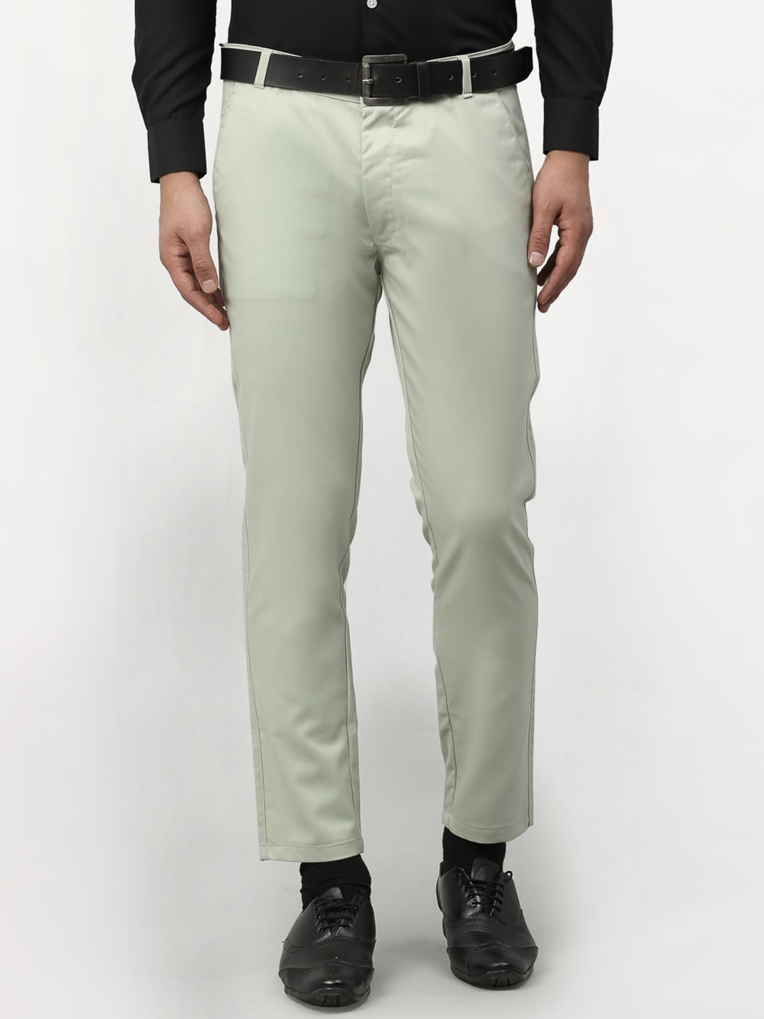 

JAINISH Men Sea Green Tapered Fit Chinos Trousers
