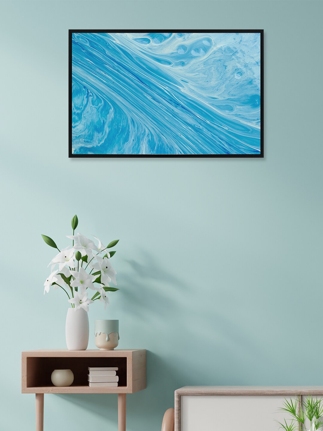 

nest ART Blue Abstract Painted Framed Wall Art