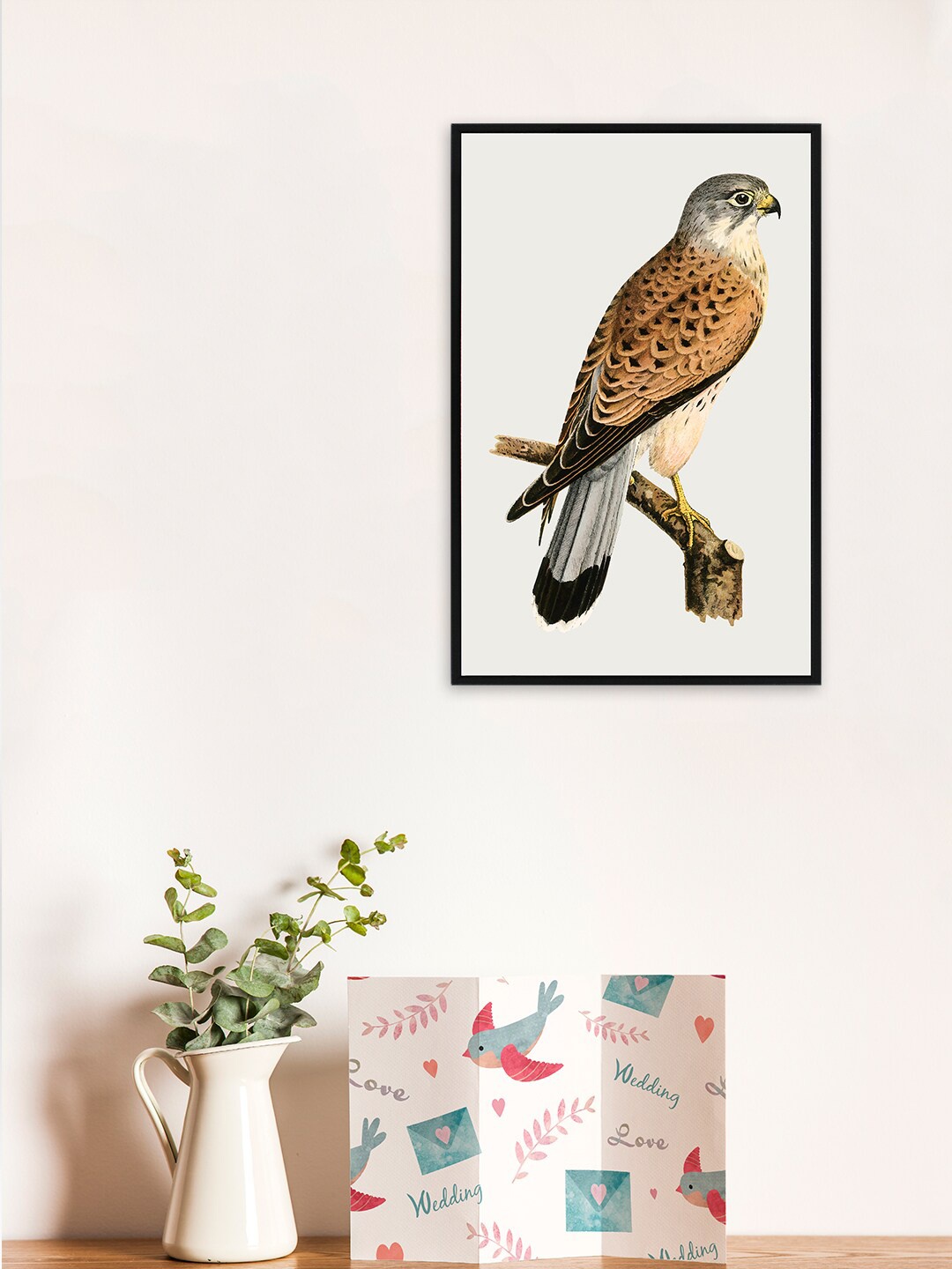

nest ART White & Brown Bird Printed Painting Framed Wall Art