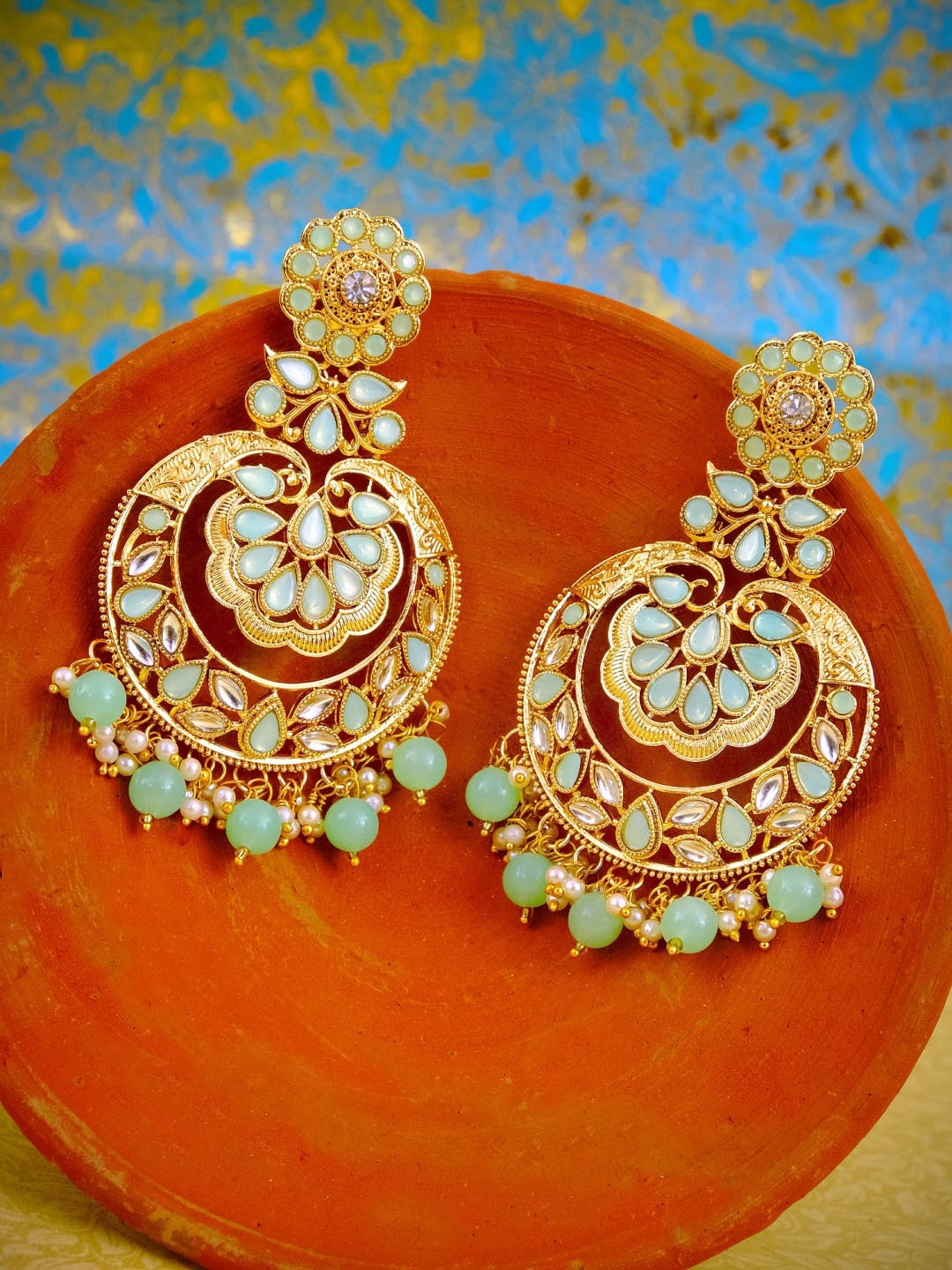 

Crunchy Fashion Gold Contemporary Chandbalis Earrings