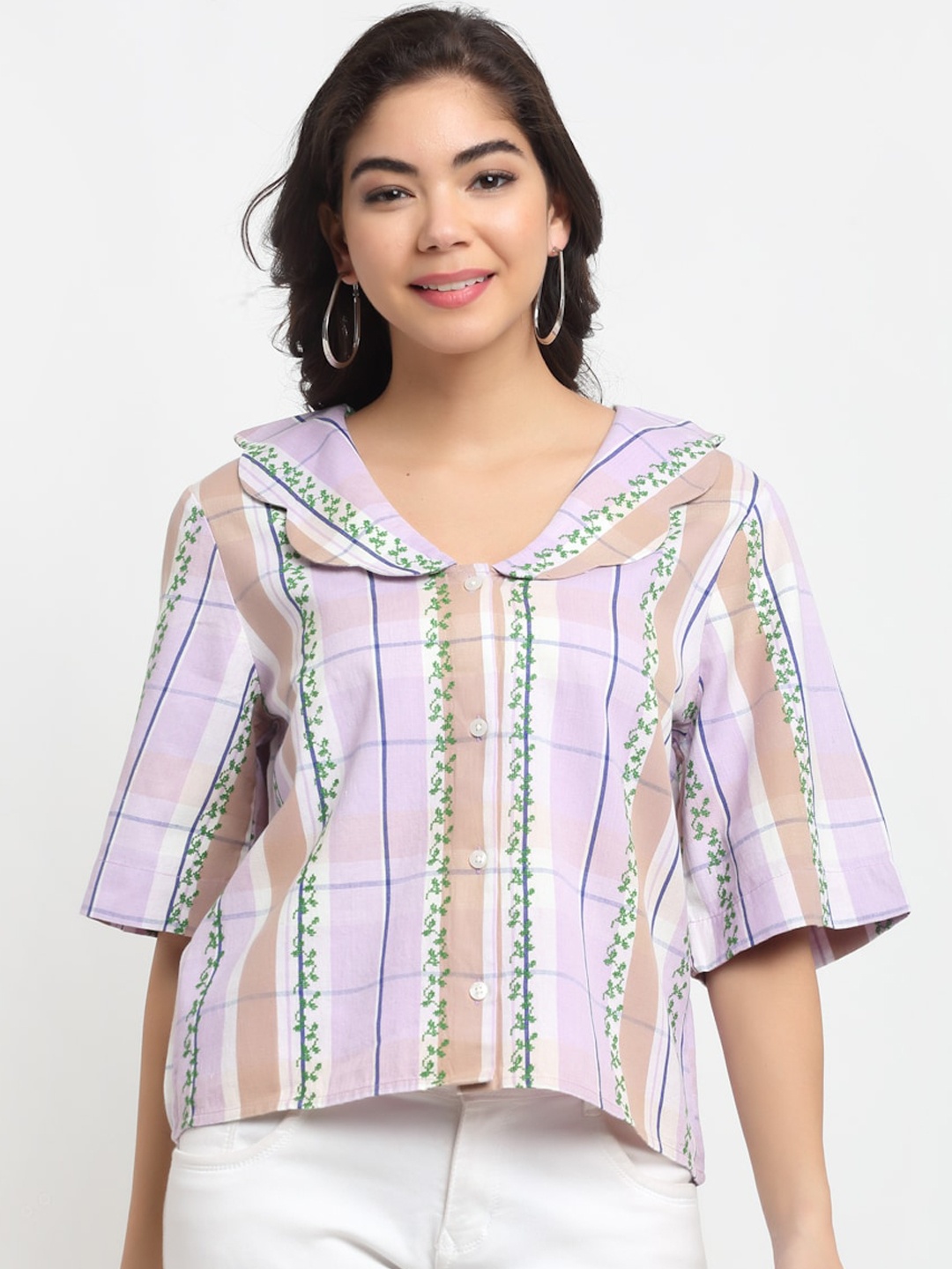 Bhaane Women Brown Printed Casual Shirt