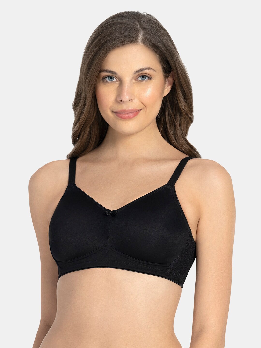 Amante Solid Non Padded Wirefree Smooth Minimiser Bra - BRA77901, Black