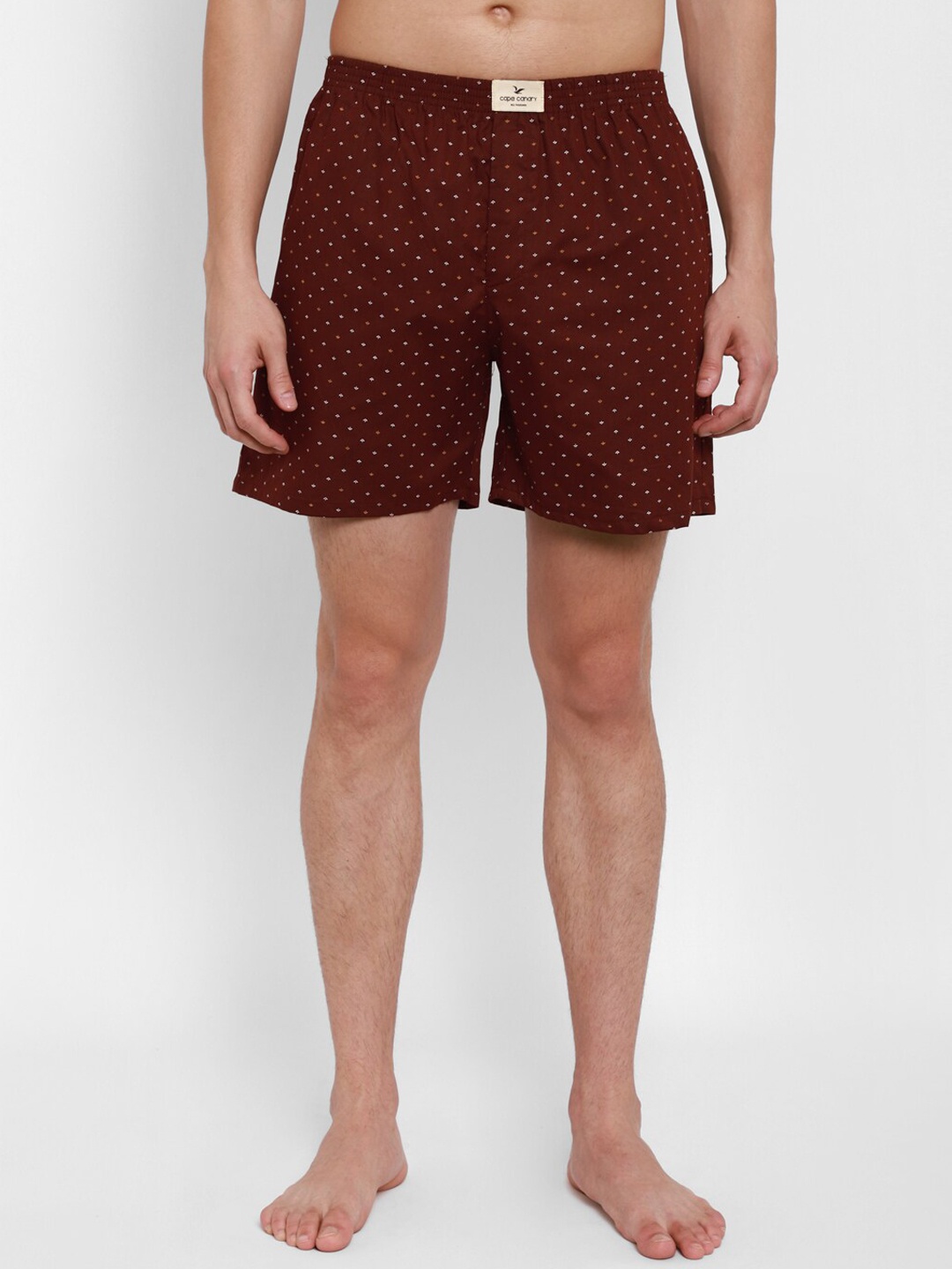 

cape canary Men Brown & White Printed Cotton Boxers CCAMBXARROWMRN