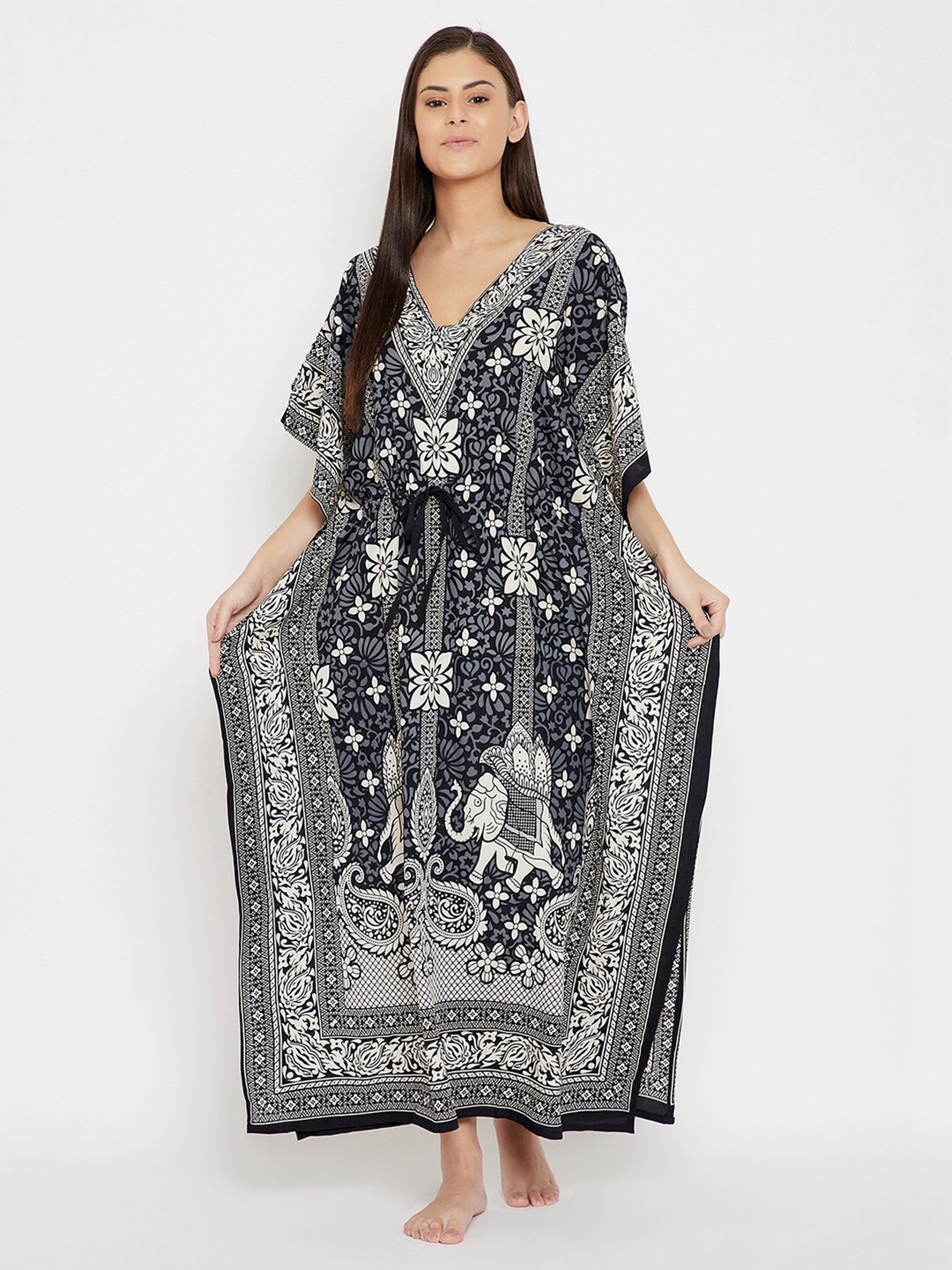

Clovia Grey Printed Maxi Nightdress