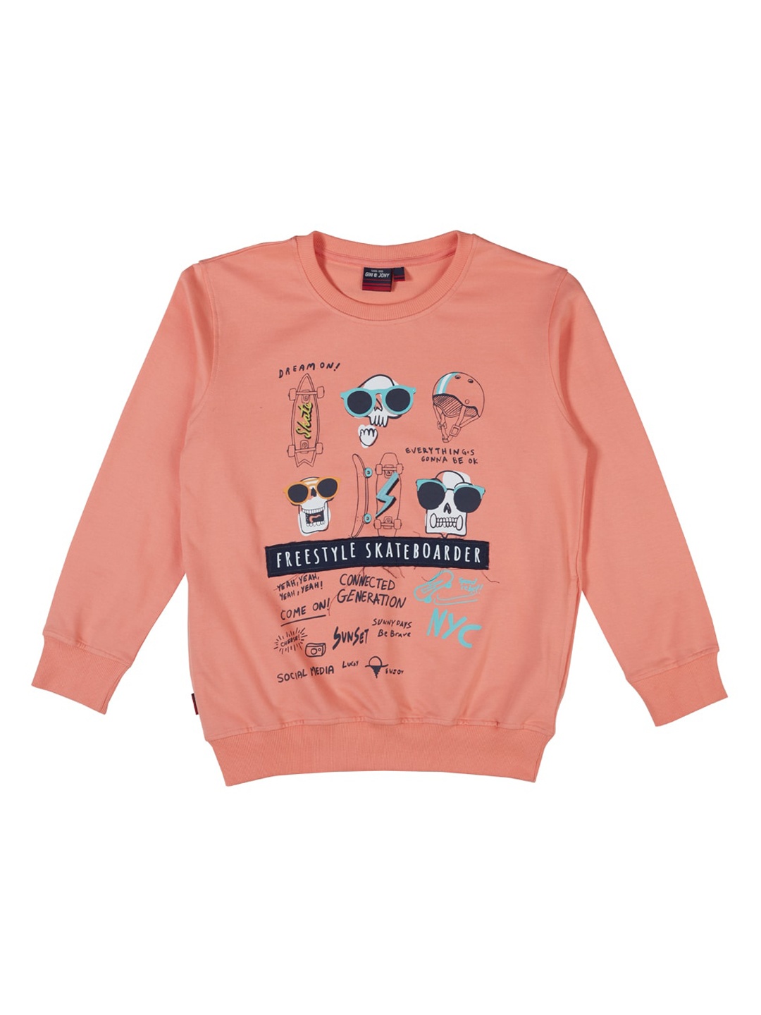 

Gini and Jony Boys Peach-Coloured Printed Sweatshirt