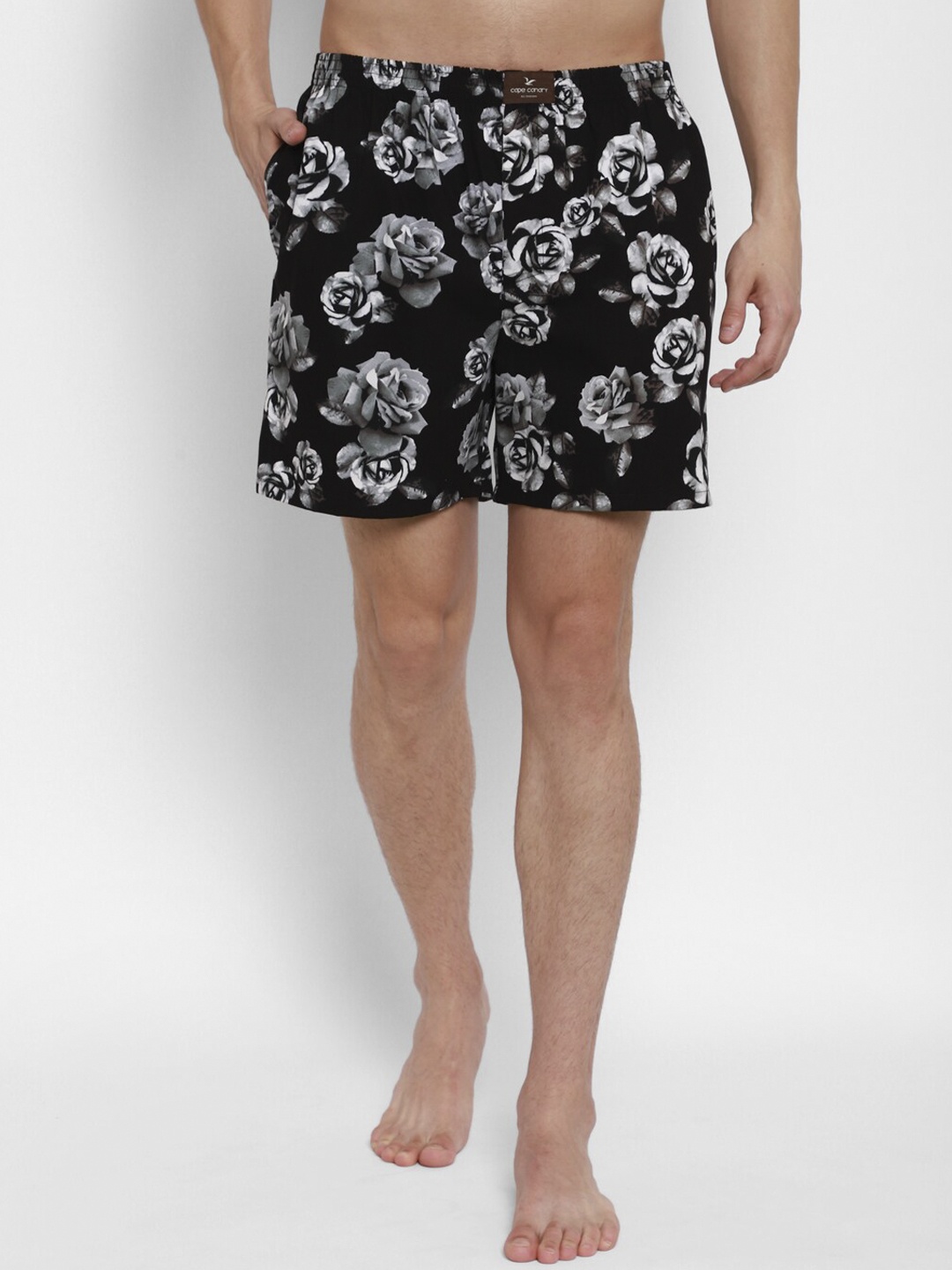 

cape canary Men Black & White Printed Cotton Boxers CCAMBX