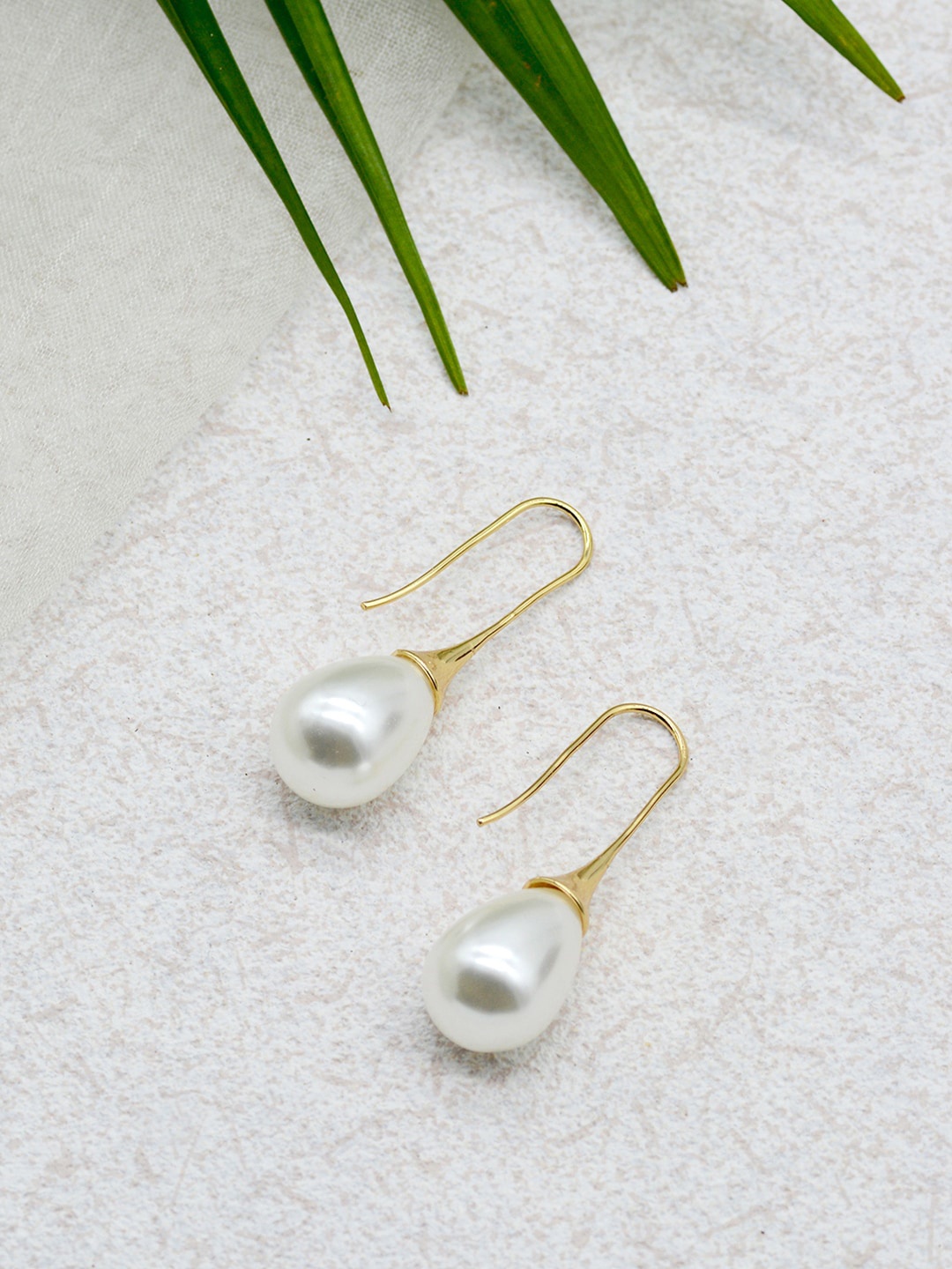 

JOKER & WITCH Gold-Toned & Pearl Handcrafted Contemporary Drop Earrings