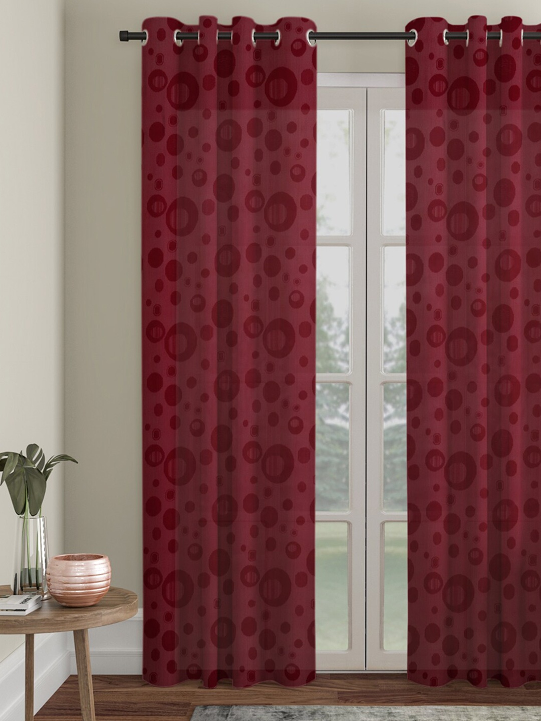 

HOSTA HOMES Maroon Geometric Door Curtain