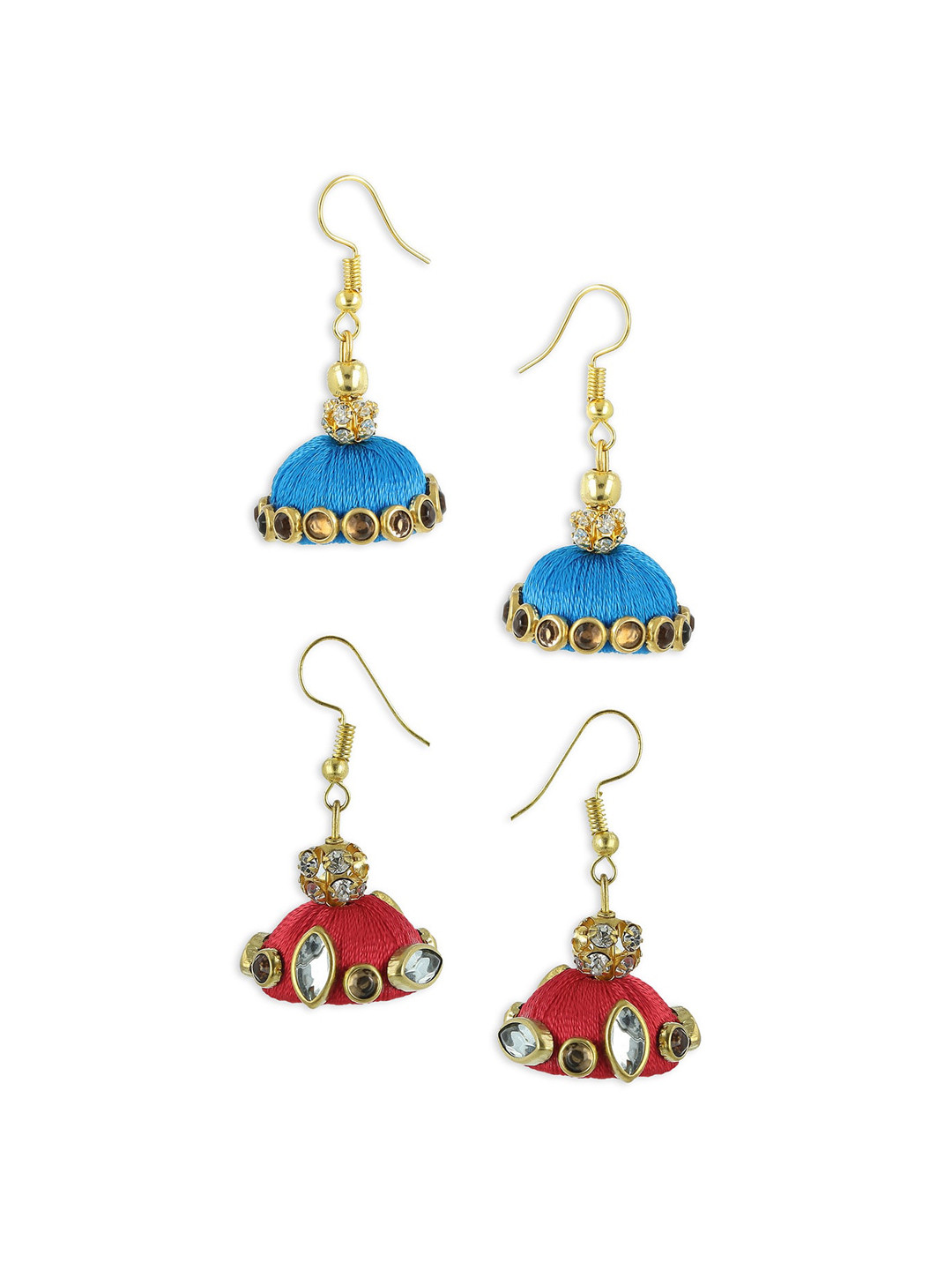

AKSHARA Blue Contemporary Jhumkas Earrings