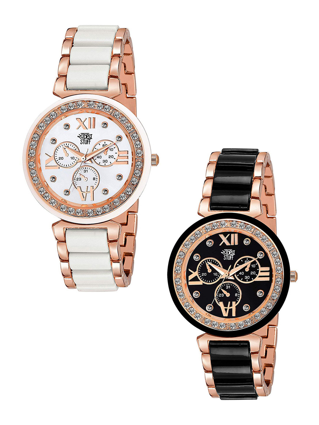 

SWADESI STUFF Women Multicoloured Embellished Dial & Multicoloured Ceramic Bracelet Style Straps Analogue Watch, Multi