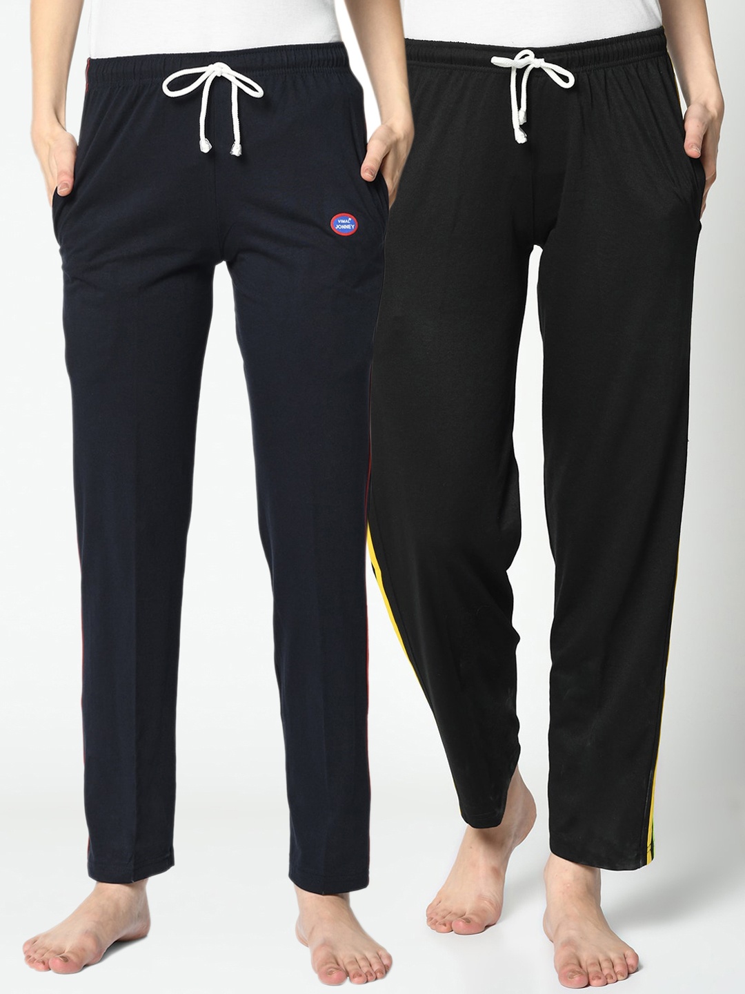 

VIMAL JONNEY Women Pack Of 2 Solid Lounge Pants, Navy blue