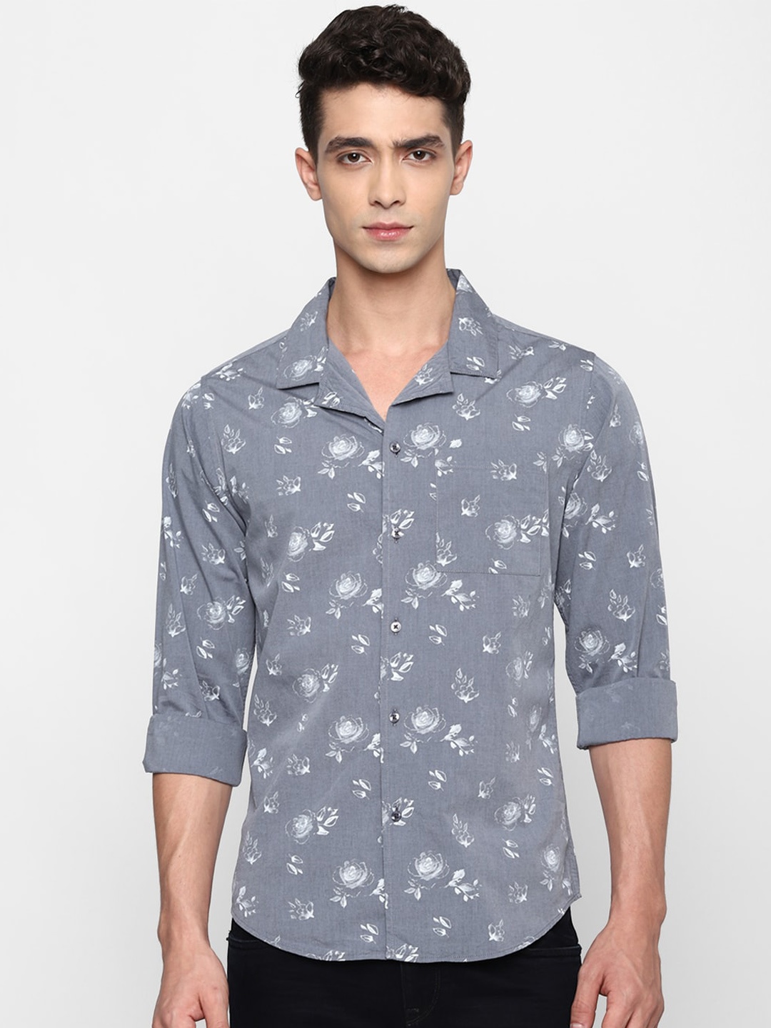 

FOREVER 21 Men Grey Floral Printed Casual Shirt