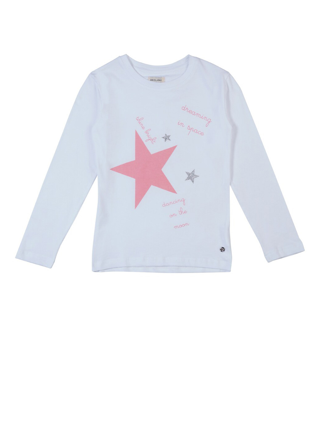 

Gini and Jony Girls White Graphic Printed Round Neck T-shirt