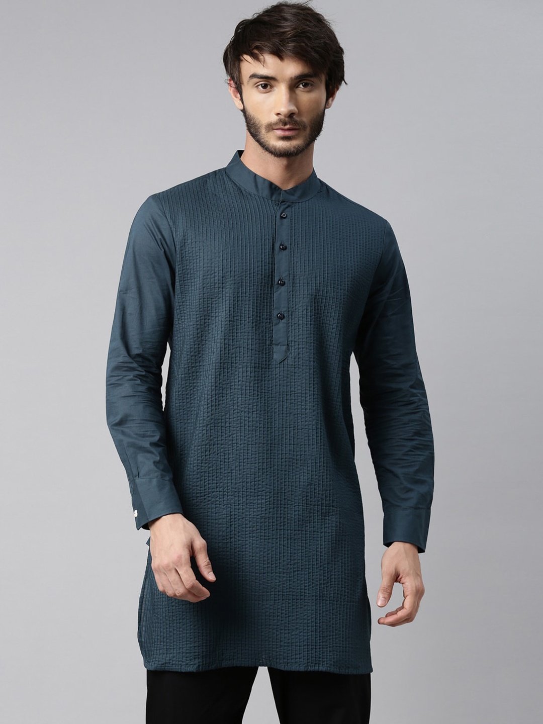 

RARE RABBIT Men Nolan Slim Fit Mandarin Kurta, Teal