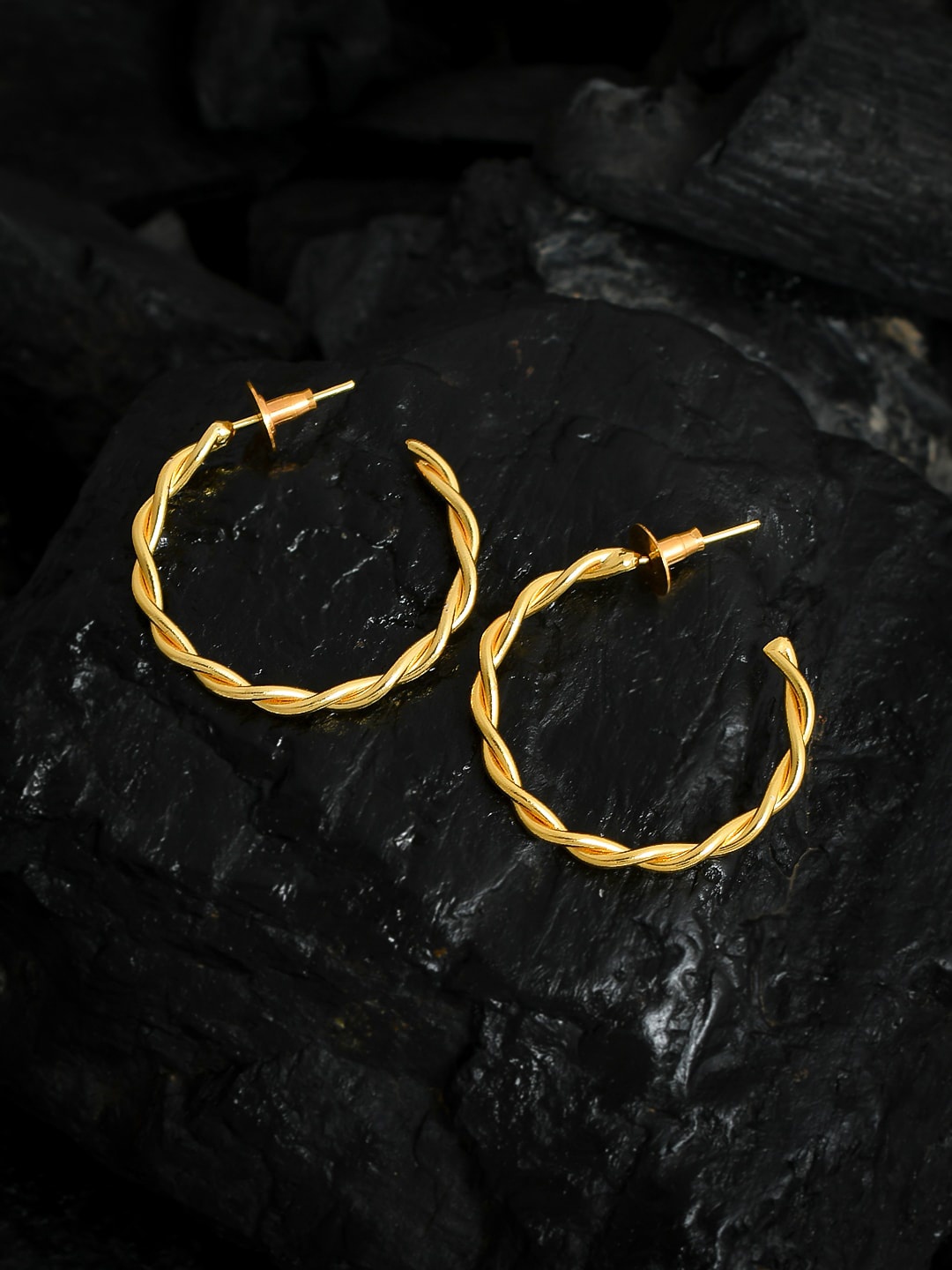 

Silvermerc Designs Gold-Plated Contemporary Half Hoop Earrings