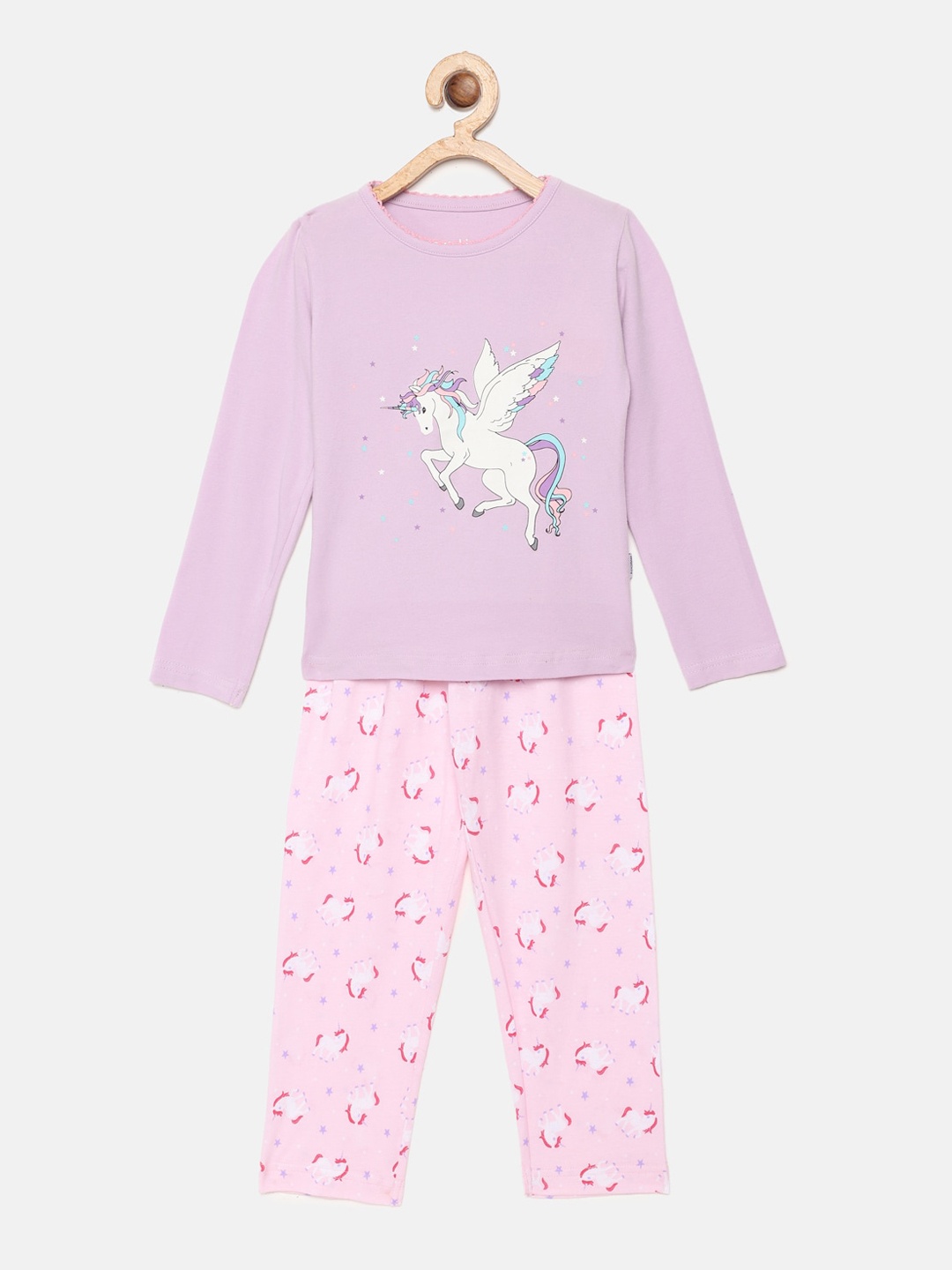 

mackly Girls Purple & Pink Printed Night suit