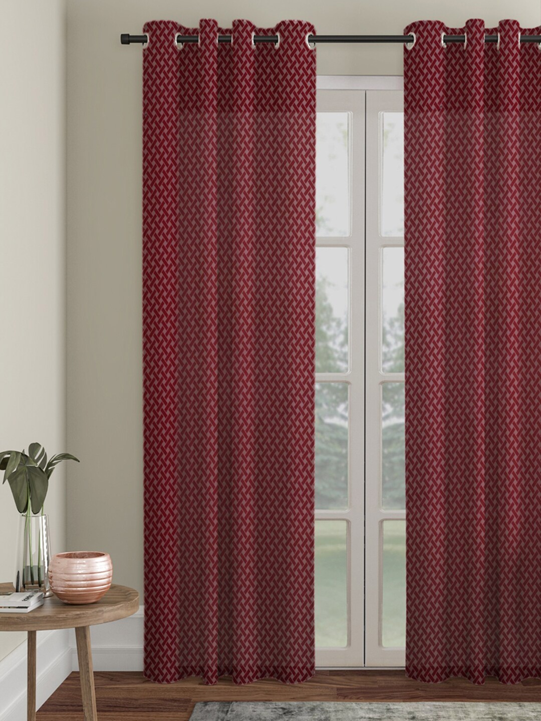 

HOSTA HOMES Maroon Geometric Door Curtain