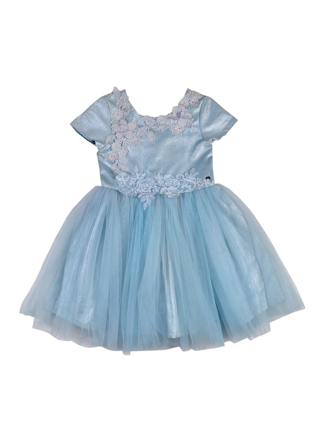 

Gini and Jony Girls Turquoise Blue Lace Applique Party Dress