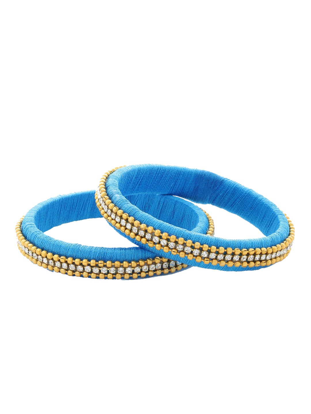 

AKSHARA Set Of 2 Blue & White Stone-Studded Handcrafted Bangles