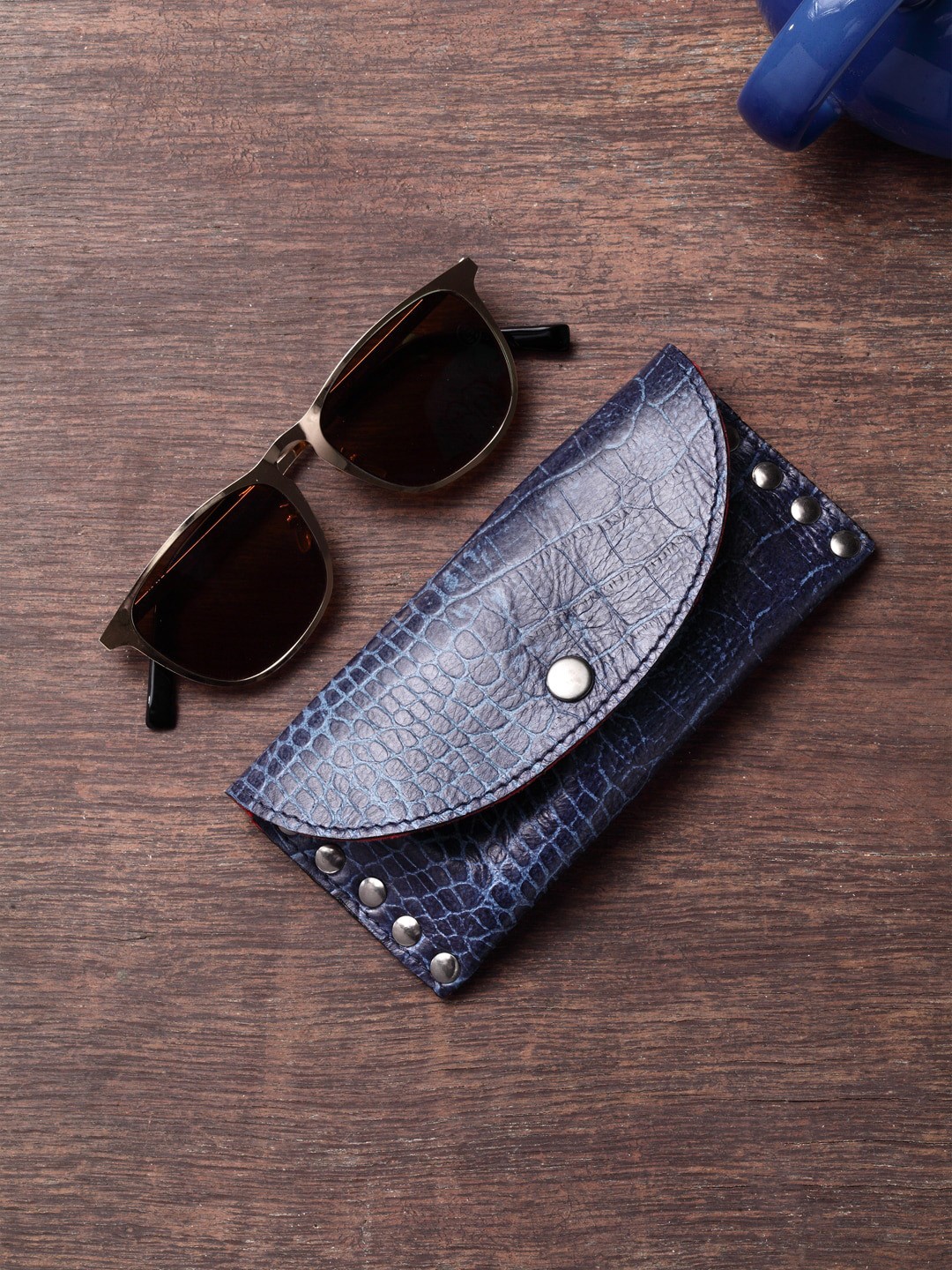 

IMUR Unisex Blue Animal Print Leather Sunglass Case