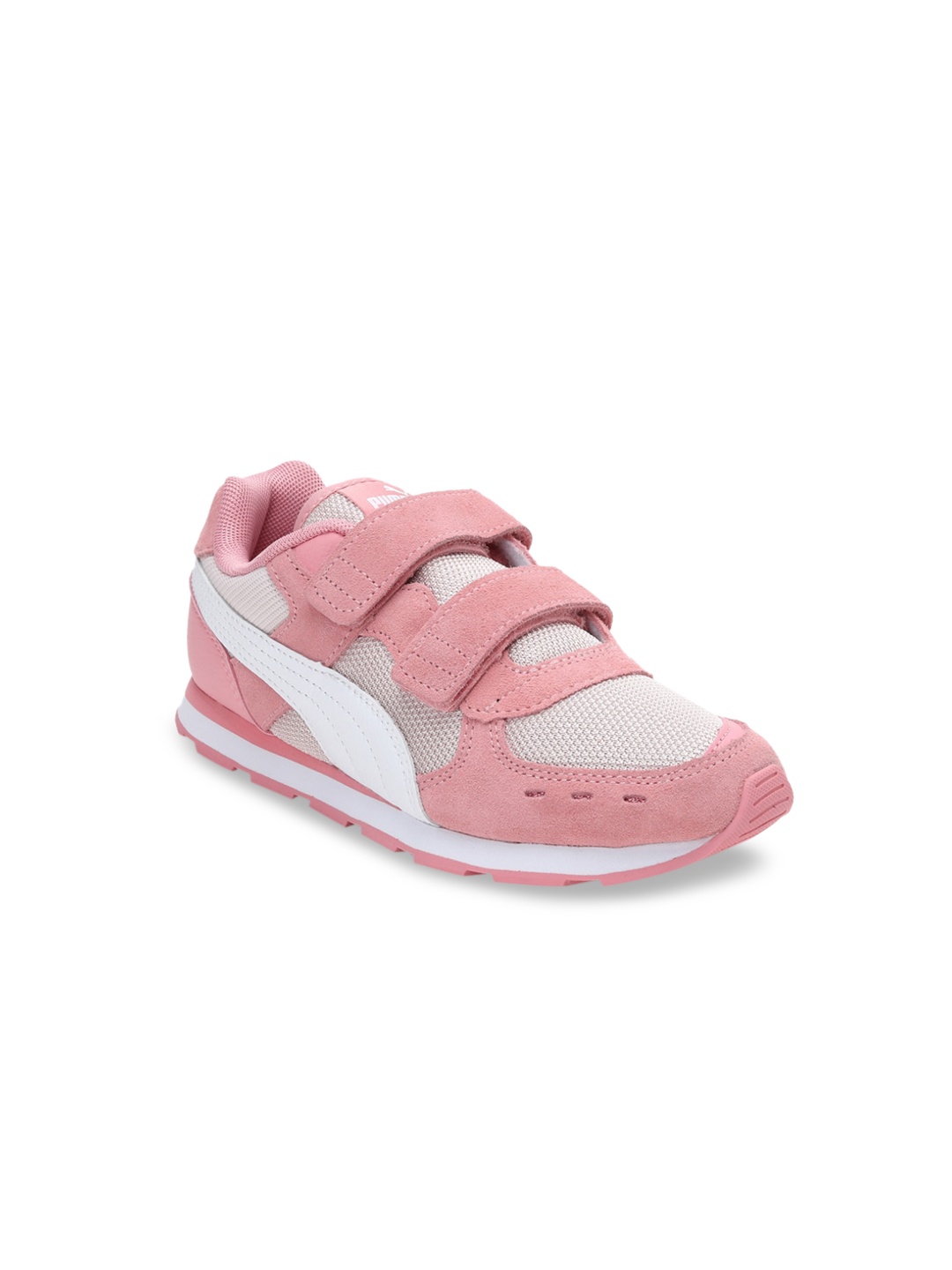 

Puma Unisex Kids Pink Colourblocked Vista V Leather Sneakers