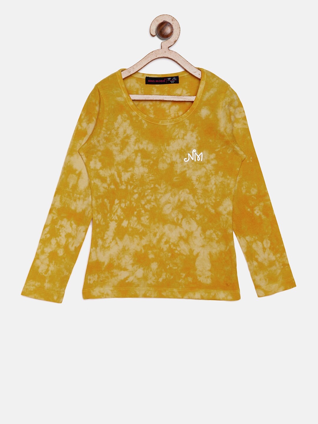 

Nins Moda Girls Yellow Tie and Dye Regular Top